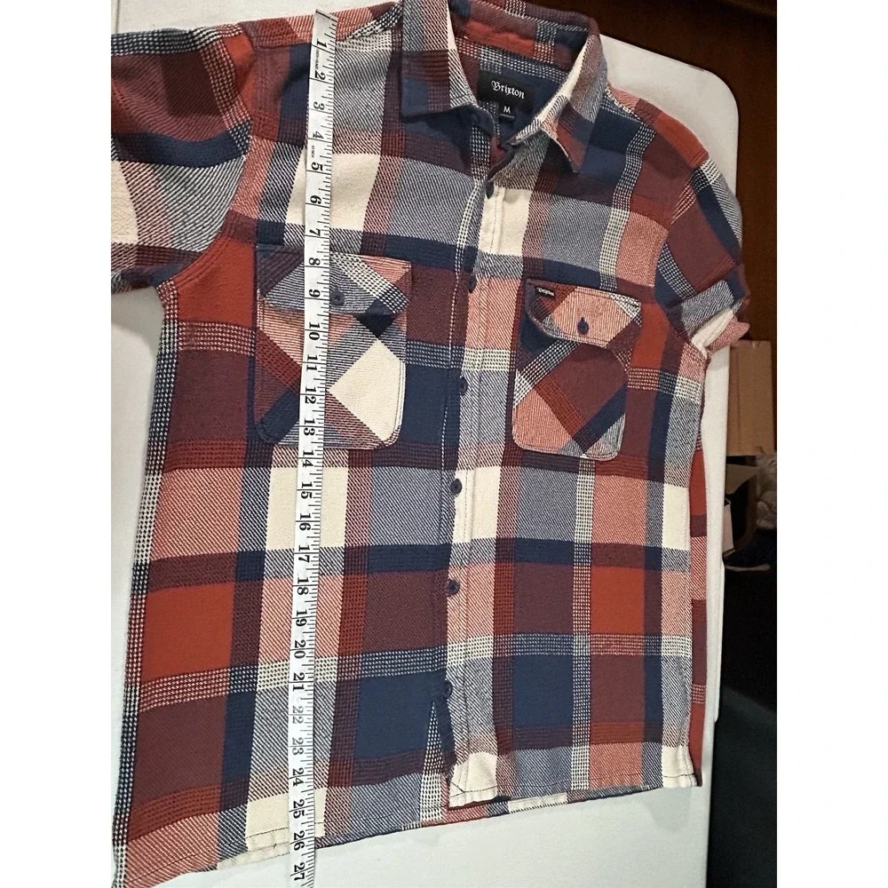 Brixton Shirt Mens Medium Red‎ Blue White Plaid Flannel Long Sleeve Button Up